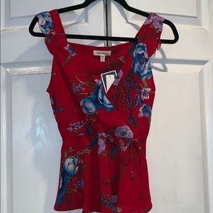 Red flowered tank top